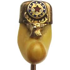 Victorian ELKS Gold-Filled Elk's Tooth Stickpin Enamel. For ...