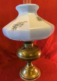 Antique RAYO oil kerosene brass lantern lamp blue octagon ...