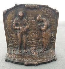 Pair Solid Bronze Bookends after J. F. Millet's The Angelus and The Gleaners | eBay
