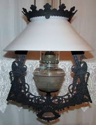 Antique 1875 Cast Iron Horse Hanging Oil Kerosene Lamp Pull ...