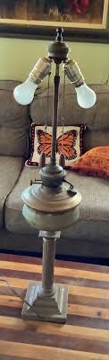 VINTAGE antique tall Brass KEROSENE OIL LAMP lantern double socket
