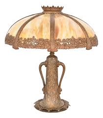 Antique Art Nouveau Slag Glass Table Lamp in the Manner of Handel, Circa 1920s | Chairish