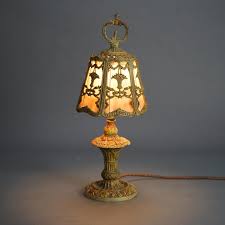 Antique Bradley and Hubbard School Polychromed Panier de Fleurs Table Lamp c1920 at 1stDibs