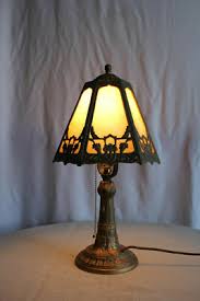 Art Deco Stained Glass and Brass Newly Wired Table Bedroom Lamp | eBay