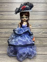 Vintage Artmark Doll Cloth Body Purple Lacy Gown Black Lace ...
