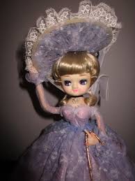 70's Bradley Big Eye Doll Purple Lace Dress With Umbrella ...