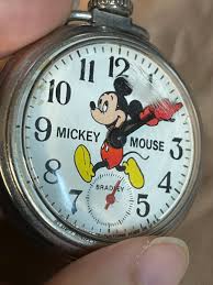 Bradley 1960-70s - Mickey Mouse manual wind pocket watch USA, all original parts | eBay