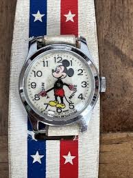 Vintage* MICKEY MOUSE Swiss RED, WHITE, & BLUE Bradley 23 Men's Watch - WORKS | eBay