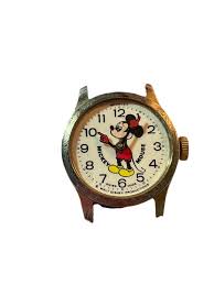 Vintage 1975 Disney Mickey Mouse Red Leather Band Swiss Made Missing Bezel Works | eBay Australia