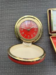 VERY RARE SETH THOMAS TRAVEL ALARM CLOCK MID MODERN RED ON RED FACE late 50's | eBay