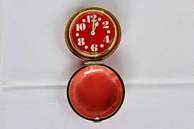 Bradley Travel Alarm Clock Luminous No. 4843 Red Gold Tones Wind up Pocket Size | eBay