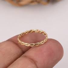 18k Gold Plated Double Twist Rope Stacking Ring For Women ...