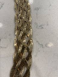 Sparkling Vintage Wide Gold Plated Multi Strand Braided Flat ...