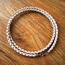 4mm White Briaded Bolo Leather Cord Necklace 925 sterling ...