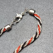 Vintage Twisted Rope Chain Necklace Silver tone Red Black Unique 17" | eBay