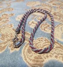 Fairly Heavy Twisted White Metal and Red Thread Necklace - Etsy Australia