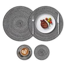 THKO Place Mats and Coasters, Grey Set of 4-2 Large Table ...