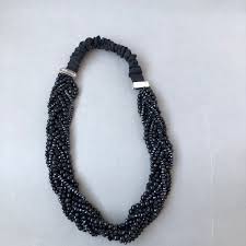 Henri Bendel Multi Strand Black Beaded Stretch Necklace 18 ...