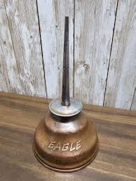 Vtg Eagle Oil Can Thumb Pump Oiler Embossed Letters Copper ...