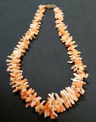 30s Art Deco sterling silver angel skin coral necklace | eBay