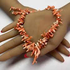 C. 1965 14k Gold Mid-century Angel Skin Coral Necklace Plus ...