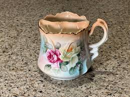 BRANDENBURG Porcelain MUSTACHE TEA MUG CUP Pink Flowers ...