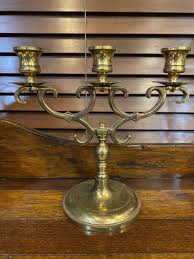 VINTAGE SOLID BRASS 3 CANDLE HOLDER CANDLEABRA PRE-OWNED | eBay