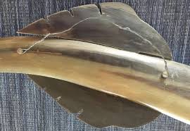 Vintage Carved Cow Horn Fish Wall Hang Sculpture 25" Folk ...