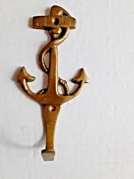 Nautical Vintage Wall-Mounted Anchor Hook. Brass. Yacht ...