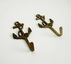 Mid 20th Century Vintage Nautical Anchor & Rope Wall Hooks ...