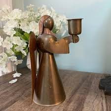 Vintage Brass Copper Angel Candle Holder, Brass 6 1/2" Angel Candelabra, Brass Angel Hong Kong, Vintage Angel With Candles, Brass Angel - Etsy