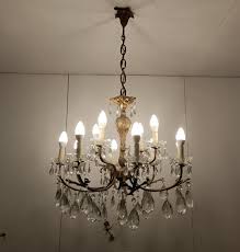 Chandelier 8 Arms Lights Brass Crystal Glass Bells Prisms ...