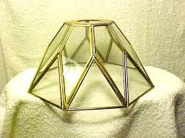 Vintage Brass & Glass Geometric Panels Bell Type Shade | eBay