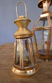 Vintage Brass Lantern With Etched Glass - 1940s Candle ...