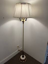 Vintage Cream and Brass 6-Way Candelabra Floor Lamp - michaelslamps.com
