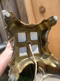 Vintage Ornate Table Lamp Cast Brass Italian Marble Cherub ...