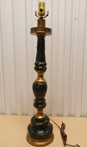 Vintage Mid Century Modern Green Marble And Solid Brass Column Table Lamp 27" | eBay