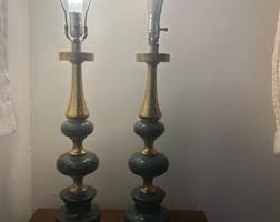Pair of Tall Vintage Brass Crystal Marble Electric Parlor Table Lamps Antique - Etsy