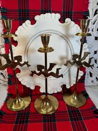 Set of 5 Vintage Brass Angel Candle Holder Set ~ Brass ...