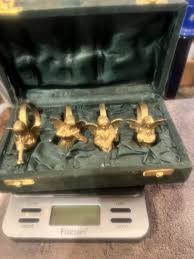 SET OF 4 VINTAGE BRASS NAPKIN HOLDERS WINGED ANGELS XMAS ...