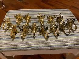Set Lot of 13 brass angel napkin ring holders Vtg Musical ...