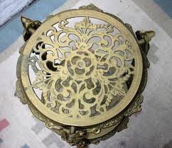 Ornate French Brass Pedestal Table Plant Stand 2 Tier Hollywood Regency Angels - Collectors in the House