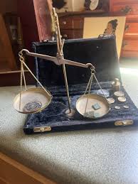 Vintage Cased Apothecary Brass Balance Scale w/ Velvet ...