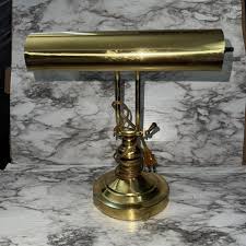 Vintage MCM Brass Lyre Shaped Banker's Light By Sun House ...