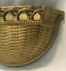 1978 HOMCO VINTAGE 10" WALL PLANTER POCKET GOLD WICKER DART ...
