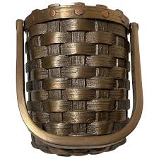 High quality 1991 solid bronze copper woven basket signed ...