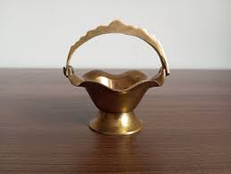 Vintage Mini Brass Bascet. Vintage Brass Miniature Bowl ...