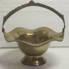 Accents | Vintage Brass Basket With Handle Made In India ...