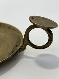 Brass Candle Stick Holder Made Italy Finger Loop Thumb Rest Curved Base Vintage | eBay