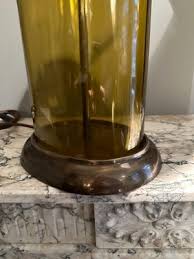 Large Glass and Patinated Brass Table Lamps, 1980s, Set of 2 for sale at Pamono